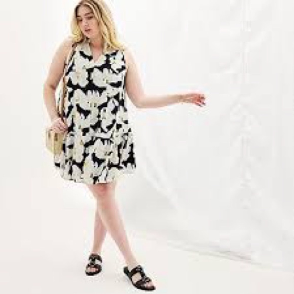 Nine West Plus-Size Floral Babydoll Fit & Flare Dress XXL Sleeveless Ruffle Hem
